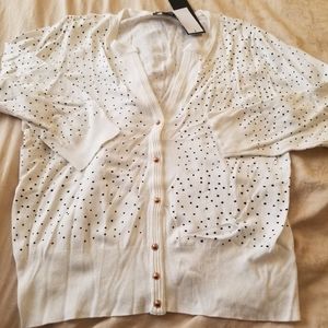 NWT Retro lightweight cardigan v neck polka dot vintage XL
